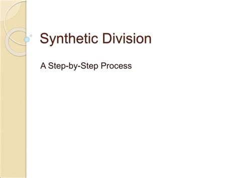 Synthetic Division Ppt