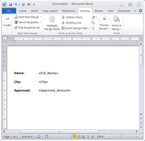 Word Automatically Format Currency Mail Merge Fields It