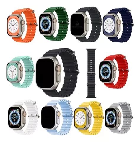 Pulseira Oceano Silicone Respir Vel Para Apple Watch Mm Cor Preto