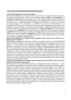 Soc Famiglia Cap Riassunto Capitoli Sociologia Della