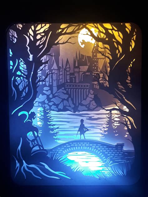 Wizard Castle Paper Cut Light Box Template Shadow Box Svg Shadow Box 3d