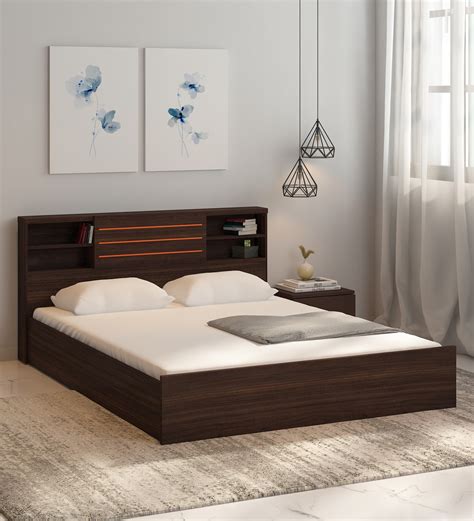 Buy Kaito Queen Size Bed In Wenge Finish With Box Storage At Off By