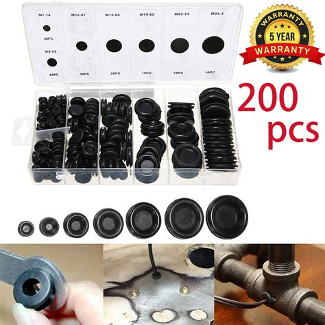 UK Rubber Grommets Blanking Open Closed Blind Grommet Set 200PCS