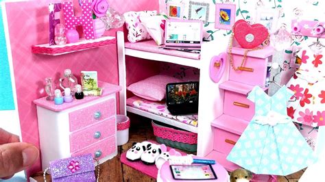 Diy Miniature Dollhouse Bedroom With A Bunk Bed Youtube