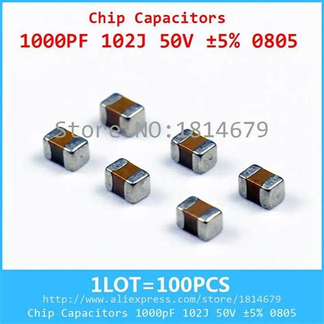 1LOT 100PCS Chip Capacitors 1000pF 102J 50V 5 0805 1nF 0 001uF