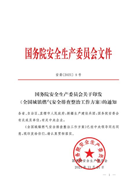 国务院安全生产委员会关于印发《全国城镇燃气安全排查整治工作方案》的通知云南省住房和城乡建设厅