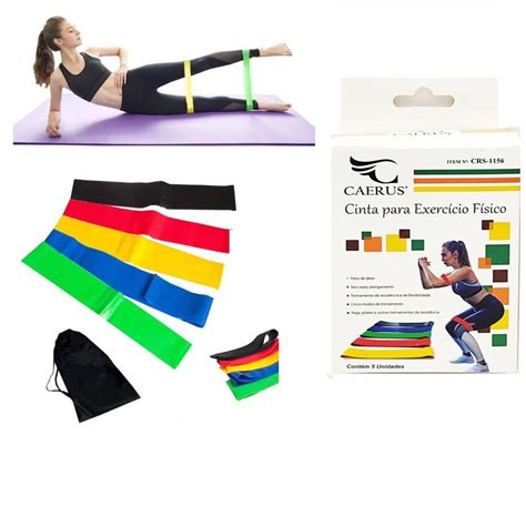 Kit 5 Faixas Elasticas Mini Band Exercicios Em Casa Extensor Academia