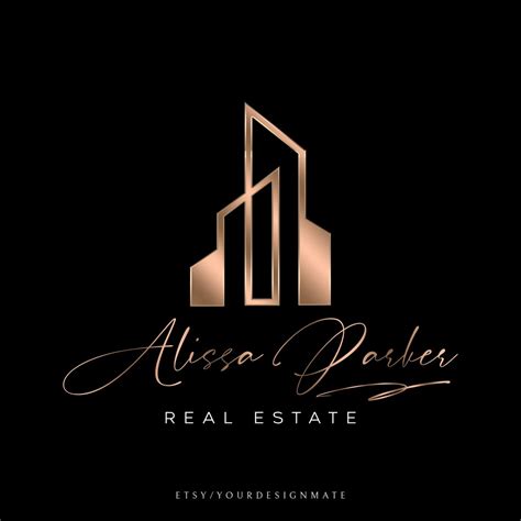 Premade Real Estate Logo Realtor Logo Rose Gold Real Estate Logo