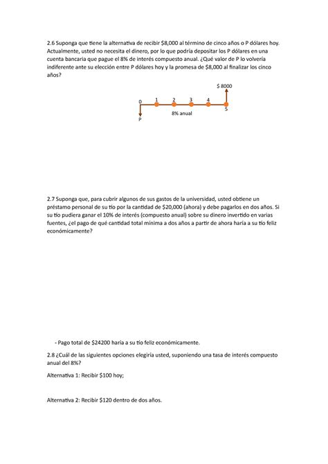 Ejercicio Practico Suponga Que Tiene La Alternativa De Recibir