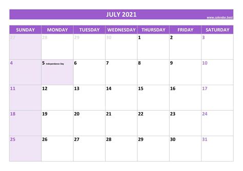 Canada July 2021 Calendar With Holidays Images