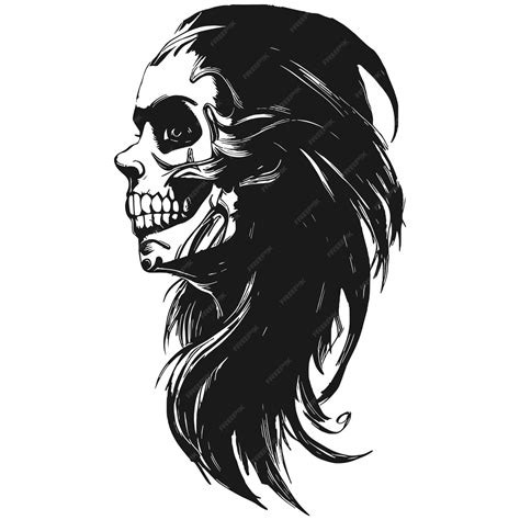 Premium Vector Female Skull Hand Drawn Vector Black And White Clip Art