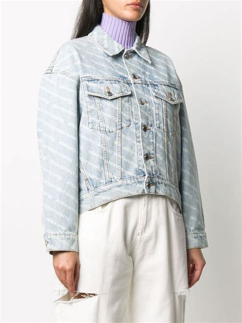 Alexander Wang Blue Denim Falling Back Jacket In Multicolor ModeSens