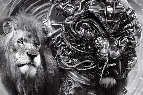 Futuristic Lion Warhammer 40000 Cyberpunk Graphic · Creative Fabrica