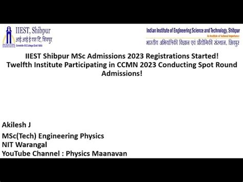 Iiest Shibpur Msc Admissions Started Tamil Ccmn Spot