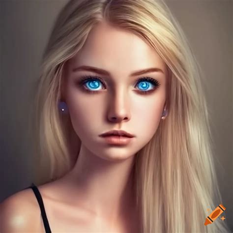 Woman Blond Streight Hair Big Eyes Blue Eyes Light Skin Very Slim Face Long Beard On Craiyon