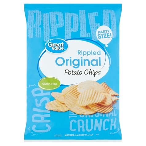 Great Value Original Rippled Potato Chips Party Size 13 5 Oz