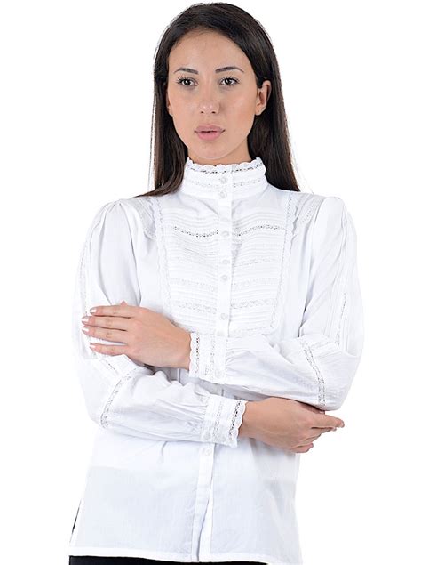 White Classic Blouse Long Sleeve Cotton Lane London