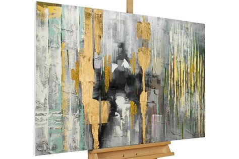 Dipinto Acrilico Astratto Grigio Giallo Nero Kunstloft