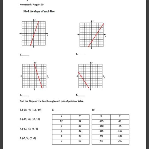 SOLVED SLOPE HELP Please Homework August 20 Find The Slope