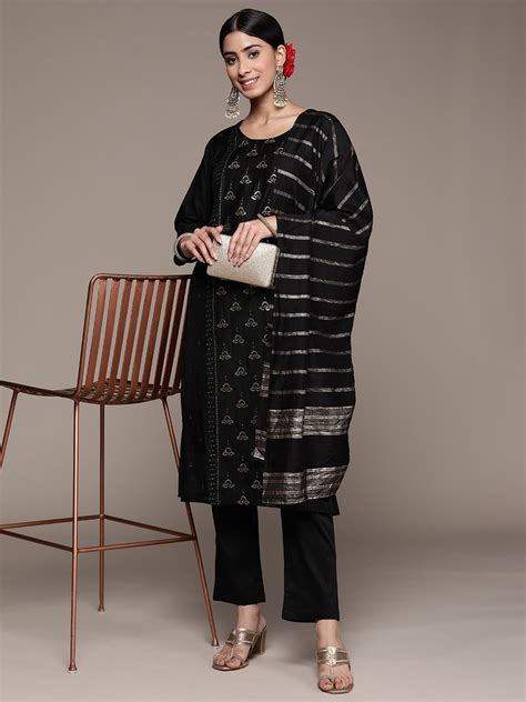 Buy Ishin Ethnic Motifs Embroidered Sequinned Kurta With Trousers