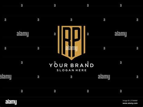 Rp Monogram Logo With Geometric Shield Icon Design Inspiration Stock