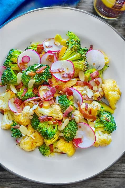 Roasted Broccoli Cauliflower And Bacon Salad Recipe