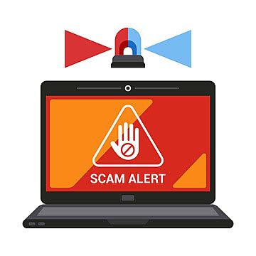 Warning On Laptop Screen Scam Alert Background Caution Protect Vector