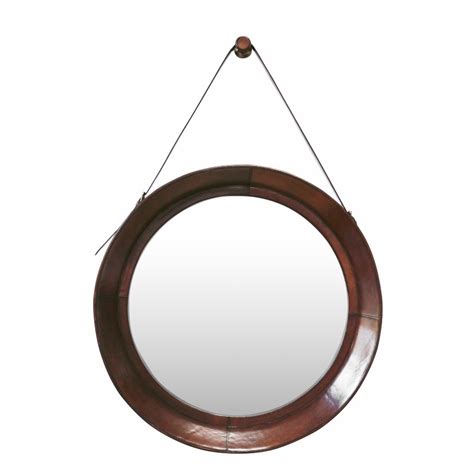 Leather Round Mirror Large Palette Design