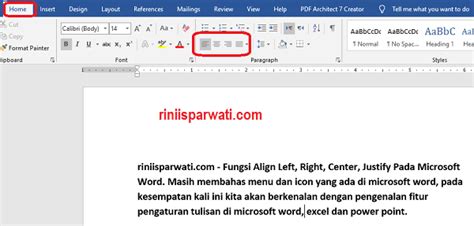 Fungsi Align Left Right Center Justify Pada Microsoft Word