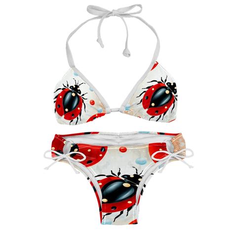 Seven Starred Ladybird Swimsuit Women Bikini Set With Detachable Sponge Adjustable Strap Two