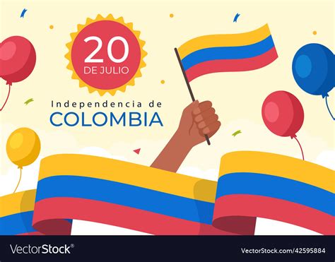 20 De Julio Independencia Colombia Cartoon Vector Image