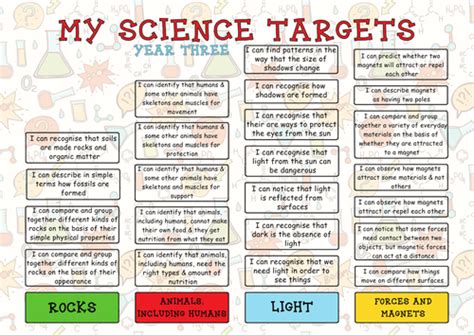 New Science Curriculum 2014 Pupil Target Sheets Year 3 Teaching Resources