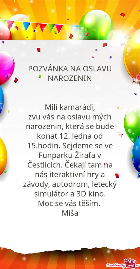 POZVÁNKA NA OSLAVU NAROZENIN Free cards