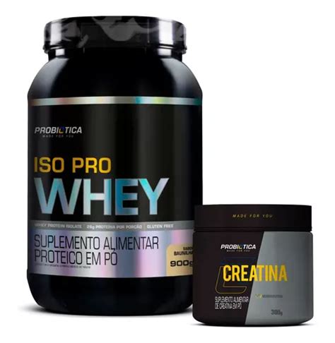 Whey Isolado Iso Pro Whey Protein 900g Probiótica Creatina