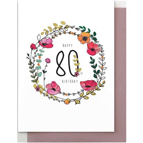 Floral 80th Card Papier Party 80th Birthday Cards Cards Birthday