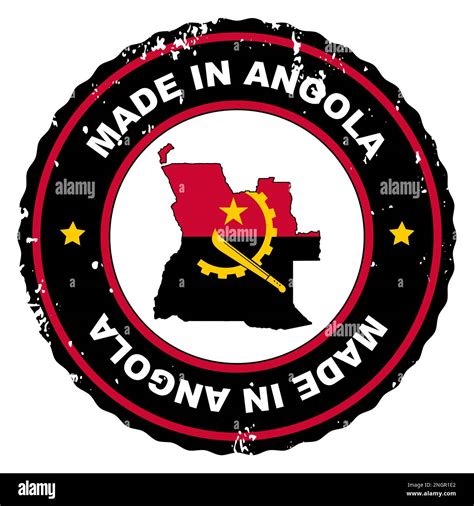 Retro Style Stamp Made In Angola Include The Map And Flag Of Angola