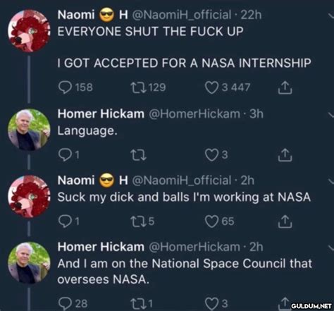 Naomi O H NaomiH Official 22h EVERYONE SHUT THE FUCK UP I GOT ACCEPTED FOR A NASA INTERNSHIP