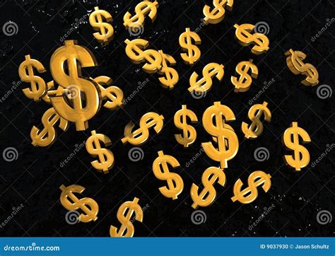 Falling Gold Dollar Signs Stock Photo Image