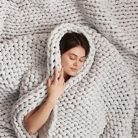 Bearaby Cotton Hand Knit Weighted Blankets For Adults Chunky Knit Blanket