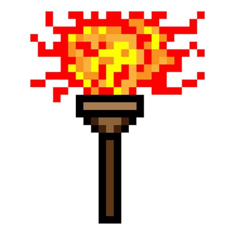 Premium Vector Flaming Torch In Pixel Art