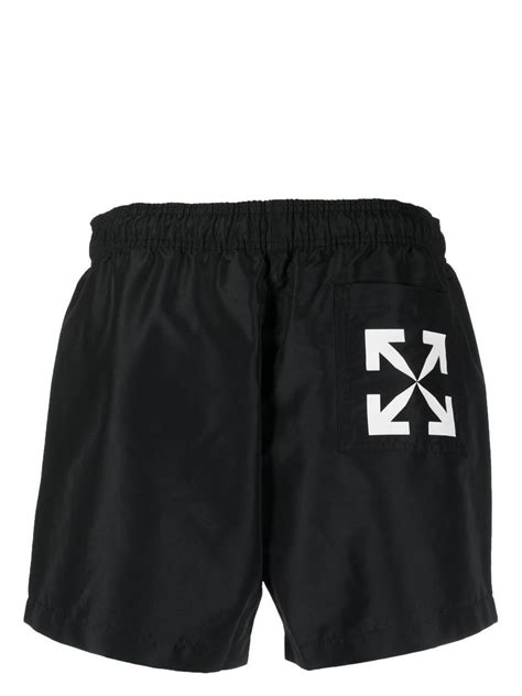 Off White Arrows Print Swim Shorts In Black Modesens