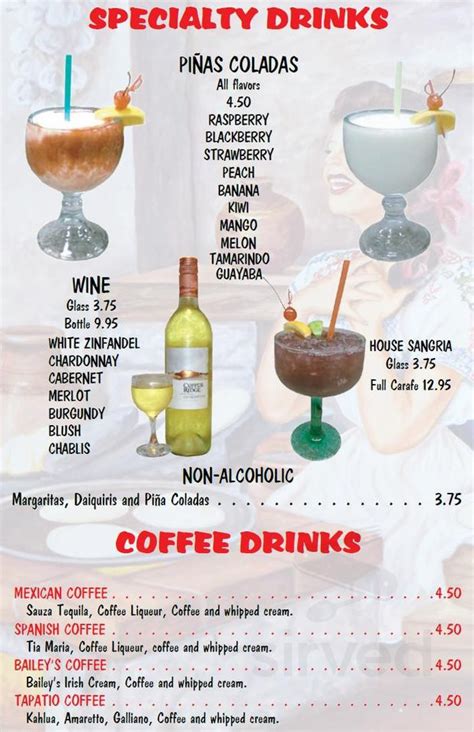 El Tapatio Méxican Restaurant Menu In Yankton South Dakota Usa