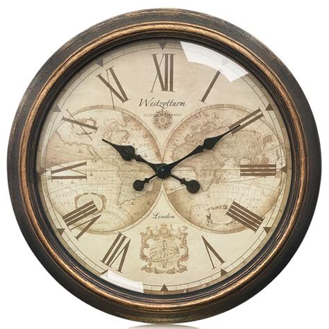 Westzytturm Wall Clock Large Gold 22 Inch Vintage Style Decorative