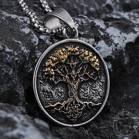 Viking Yggdrasil Tree Of Life Stainless Steel Pendant Gthic