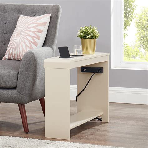 End Table With Charging Station For Living Room USB Ports Outlets