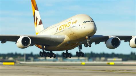 CROSSWIND BIG Aiplane Flight Landing Airbus Etihad Airways A380