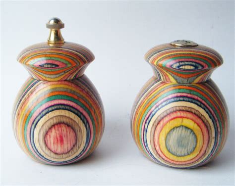 Vintage Mr Dudley Rainbow Wood Pepper Mill Grinder And Salt Shaker Set Etsy