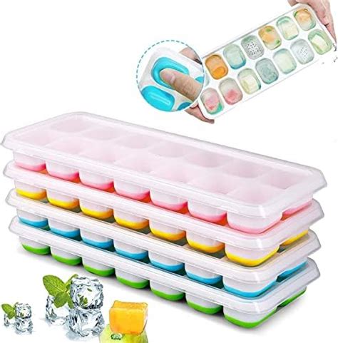 DOQAUS Ice Cube Trays 4 Pack Easy Release Silicone Flexible 14 Ice