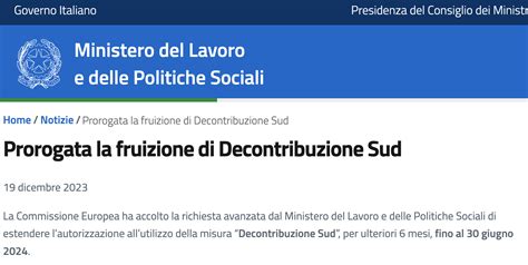 Prorogata La Fruizione Di Decontribuzione Sud Lavoroxte