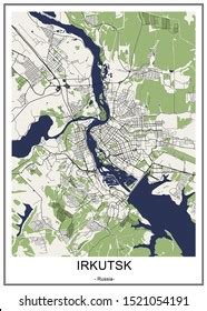 Vector Map City Irkutsk Russia Stock Vector (Royalty Free) 1521054191 | Shutterstock